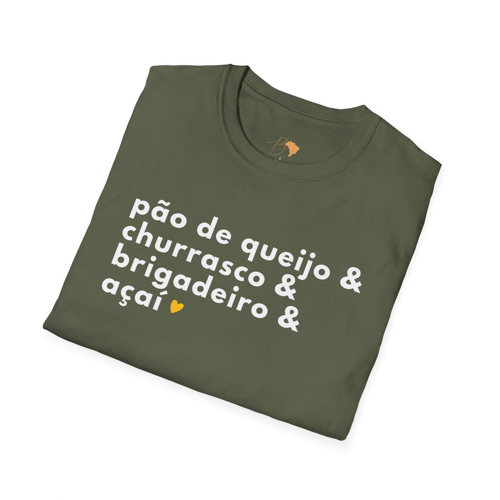 Pão de Queijo & Churrasco & Brigadeiro & Açaí – Brazilian Essentials Unisex T-Shirt